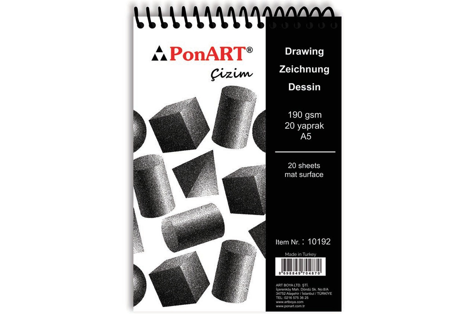 PonART Drawing&Painting Blok (190 gr, A5, 20 Yaprak)