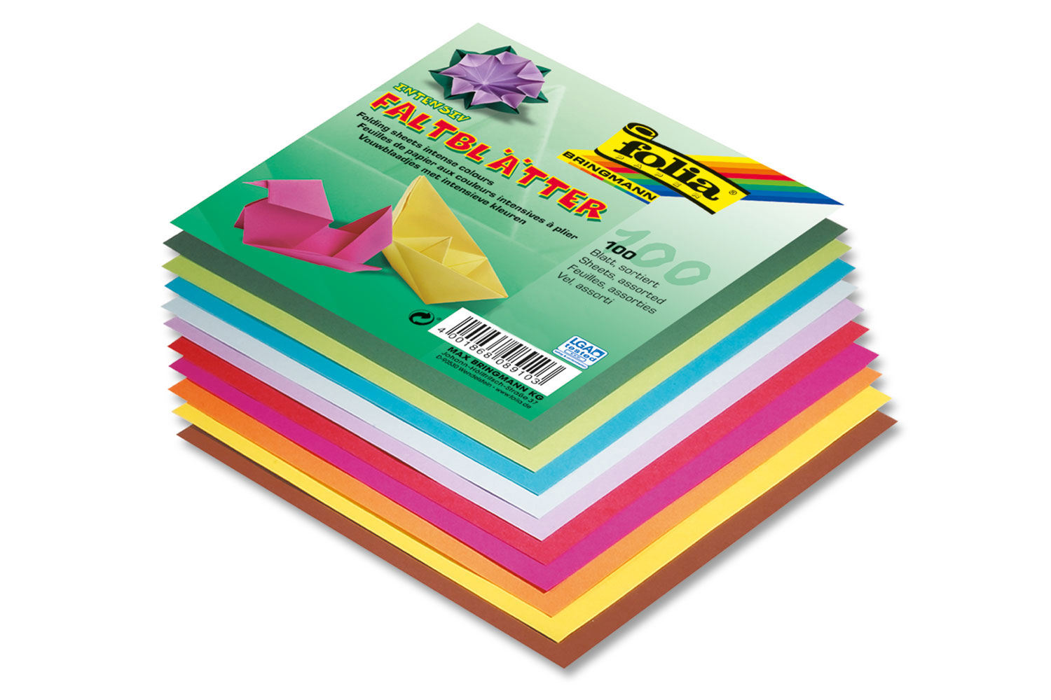 Folia Origami Kağıdı (70 gsm, 15X15 cm, 10 renk, 100 tabaka)